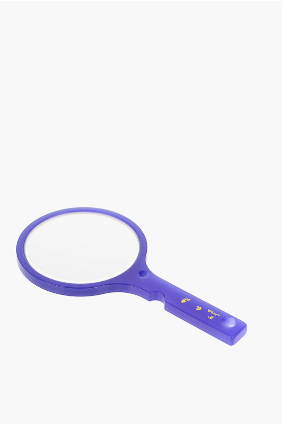 Off-white Solid Color Meteor Hand Mirror With Printed Logo In Blue