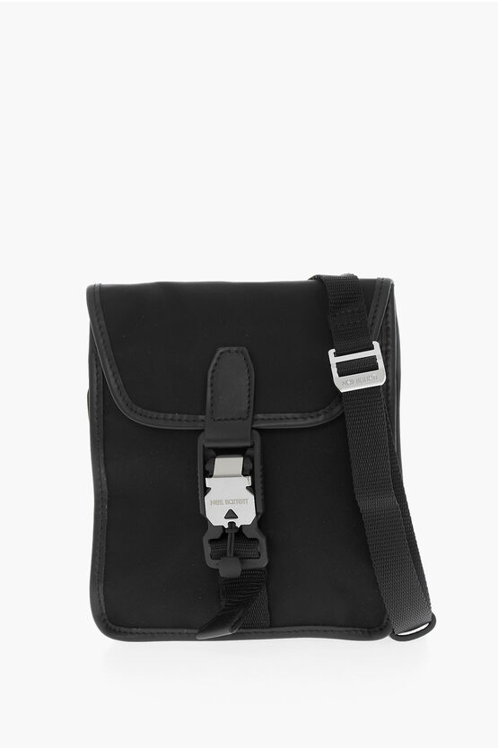 Shop Neil Barrett Solid Color Mini Bag With Leather Trims