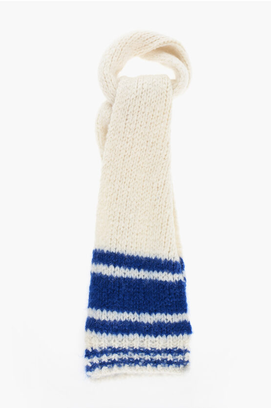 Celine Solid Color Mohair Blend Scarf With Contrasting Details