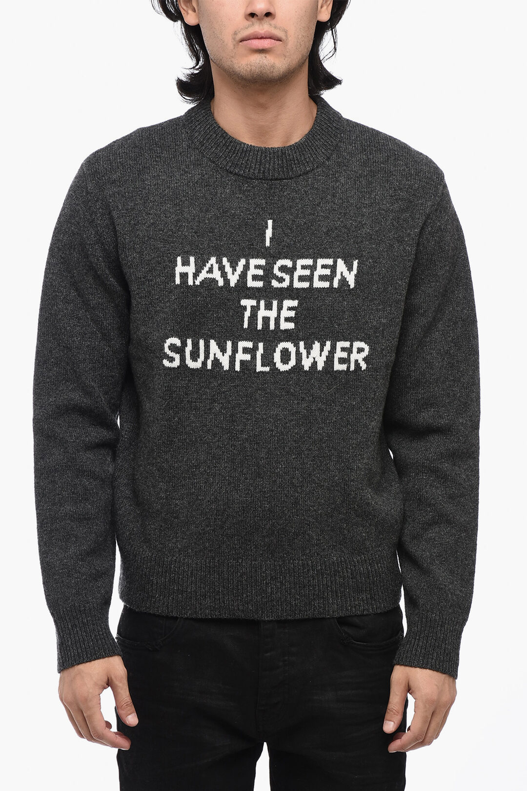 Sunflower Solid Color MOON TEXT Crew-neck Sweater men - Glamood Outlet