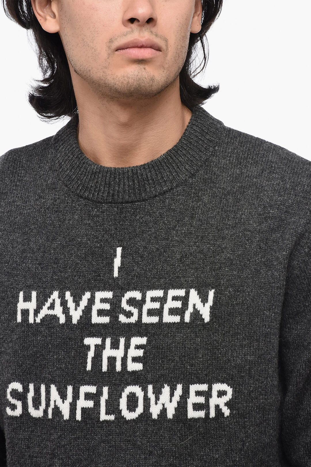 Sunflower Solid Color MOON TEXT Crew-neck Sweater men - Glamood Outlet