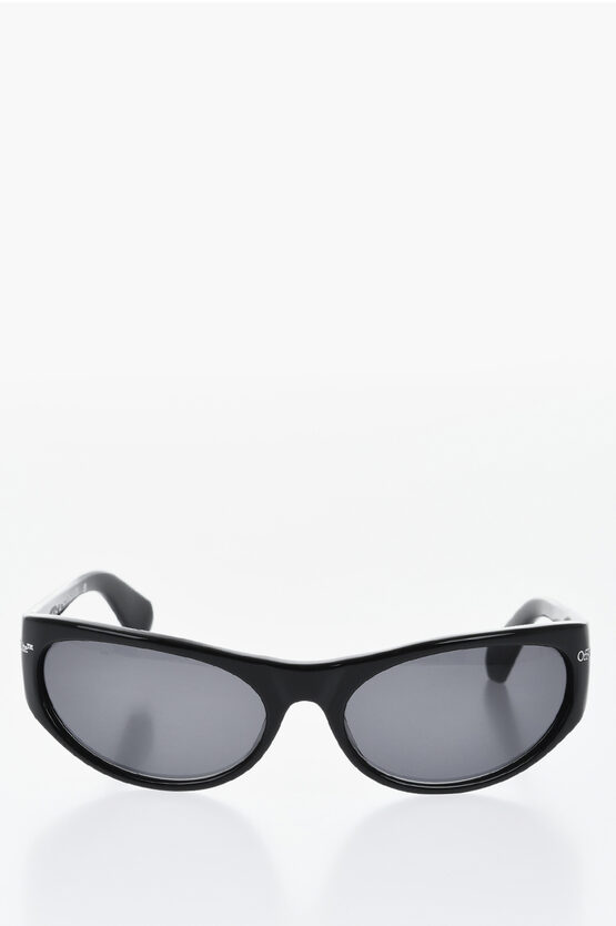 Off-white Solid Color Napoli Sunglasses With Oval Lenses In Black