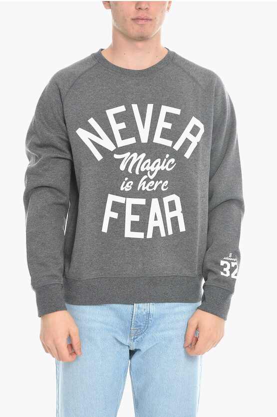 Scrimmage Solid Color Never Fear Crew-neck Sweatshirt With Contrasting In Gray