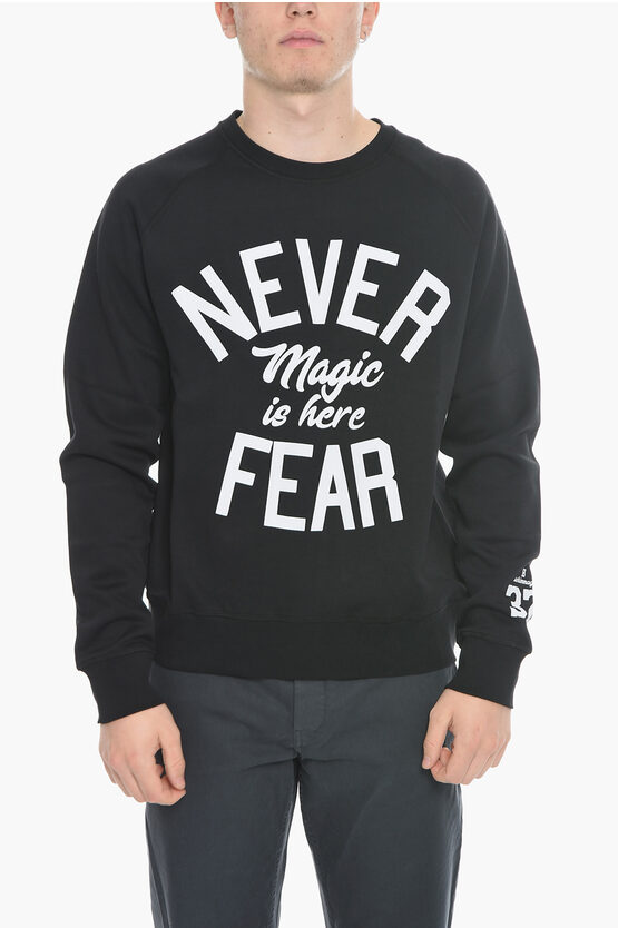 Scrimmage Solid Color Never Fear Crew-neck Sweatshirt With Contrasting In Black