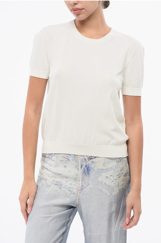 Cruna Solid Color Nina Crew-neck T-shirt In White