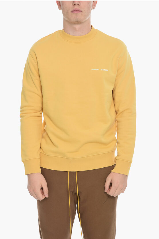 Samsoe & Samsoe Solid Color Norsbro Crew-neck Sweatshirt With Ribbed Trims In Yellow