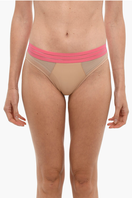 Maison Lejaby Solid Color Nufit Briefs With Contrasting Waist Band In Neutral