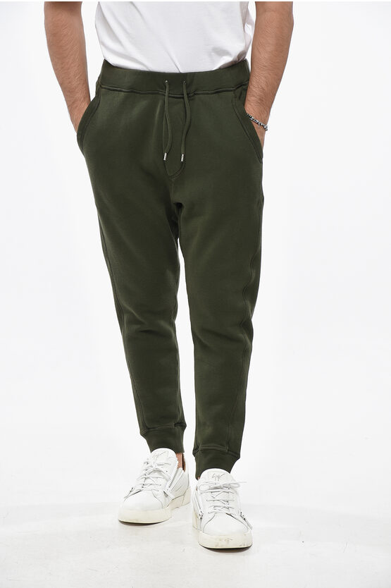 Dsquared2 Solid Color Nyc Joggers With Tone On Tone Logo In Green