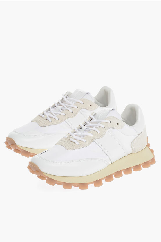 Tod's Solid Color Nylon And Suede Running 25l Low-top Sneakers In White