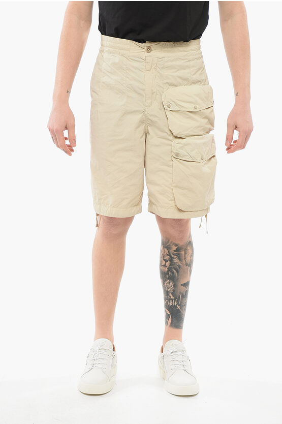 Ten C Solid Color Nylon Cargo Shorts