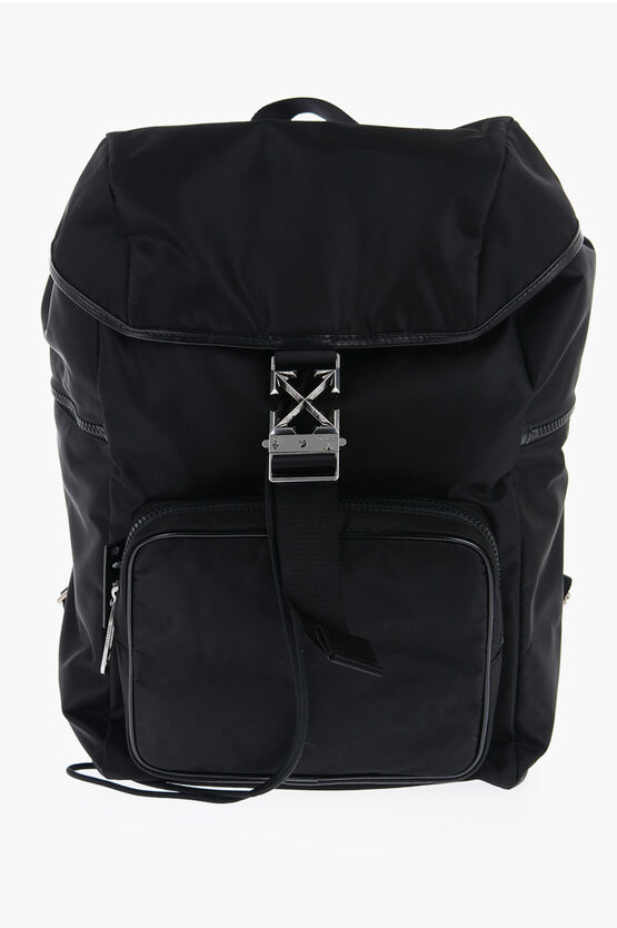 Off-white Solid Colour Nylon Maxi Backpack In Black