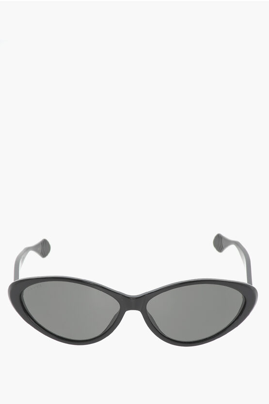 Shop Gucci Solid Color Oval-frame Sunglasses