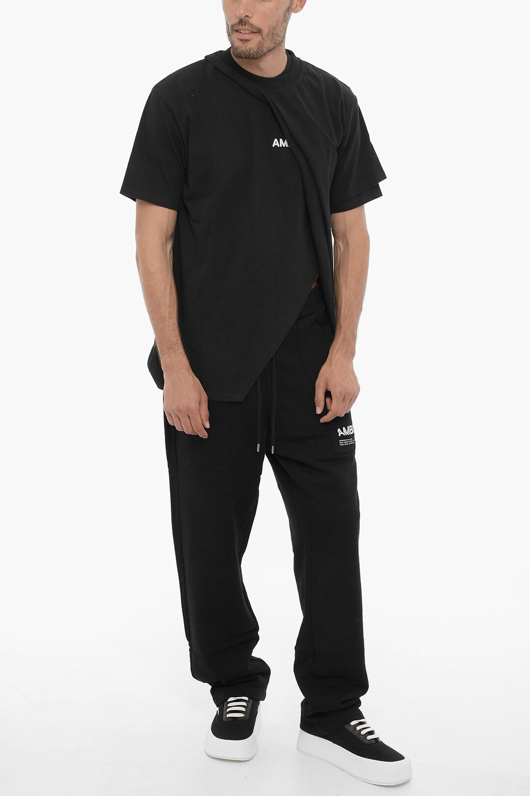 Ambush Solid Color Overlap Crew-neck T-Shirt men - Glamood