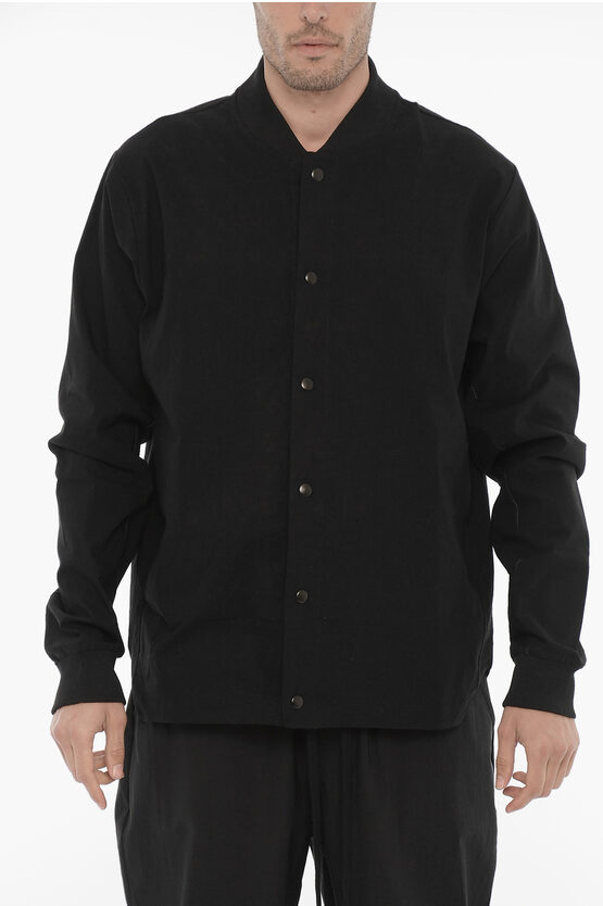 Thom Krom Solid Color Overshirt With Front Buttoning In Black