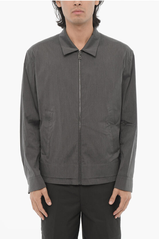 Neil Barrett Solid Color Overshirt With Zip Closure In Gray