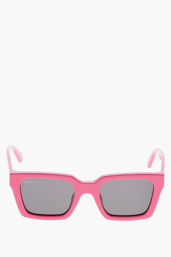 Off-white Solid Color Oversized Palermo Rectangular Sunglasses In Pink