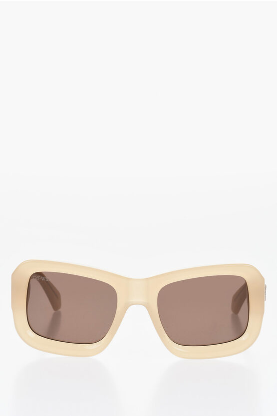 Off-white Solid Color Oversized Verona Rectangular Sunglasses In Brown