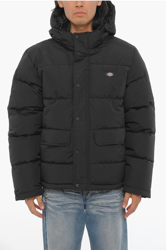 Shop Dickies Solid Color Padded Jacket With Logoed-buttons