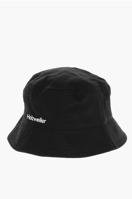 Holzweiler Solid Colour Pafe Bucket Hat With Embroidered Logo In Black