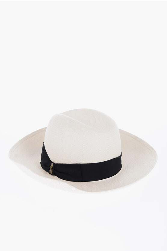 Borsalino Giulietta Fine Panama Hat In White,black