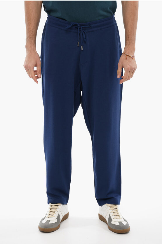 Woolrich Solid Color Pants With 4 Pockets In Blue