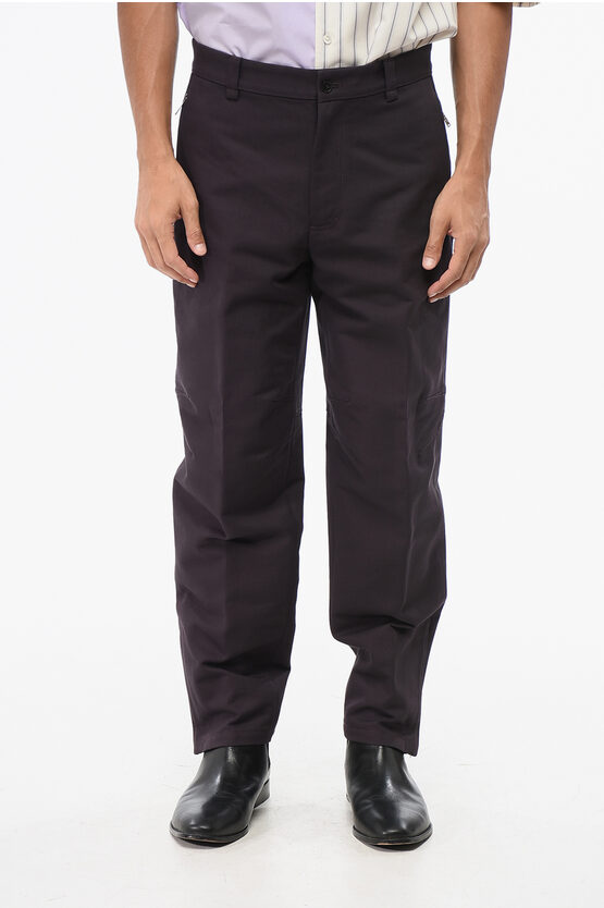 Lanvin Solid Color Pants With Ankle Zip In Purple