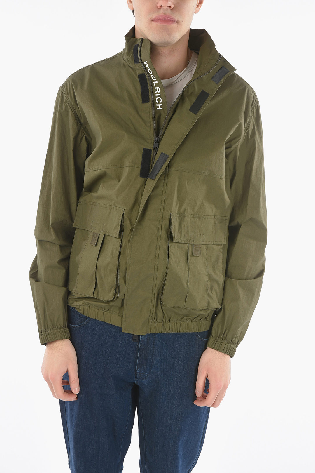 monster Slank sturen Woolrich Solid Color PAPERY Jacket with Hidden Closure men - Glamood Outlet