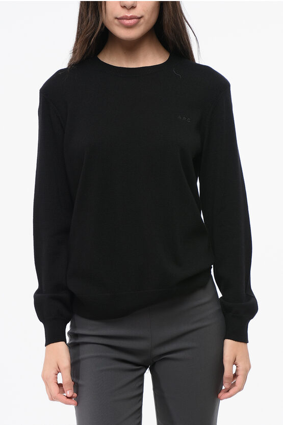 Apc Solid Color Philo Wool Crew-neck Sweater In Black