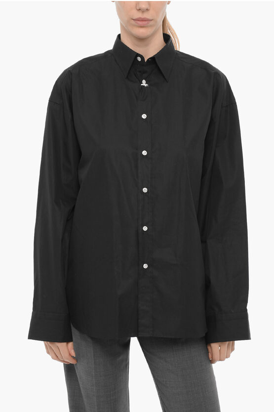 Shop Finamore 1925 Solid Color Poplin Cotton Oriana Shirt