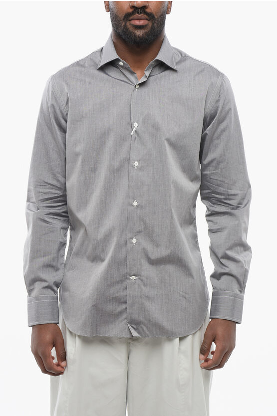 Alessandro Gherardi Solid Color Poplin Cotton Shirt With Spread Collar