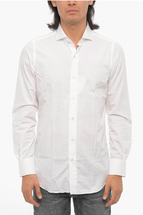 Shop Finamore 1925 Solid Color Poplin Cotton Shirt