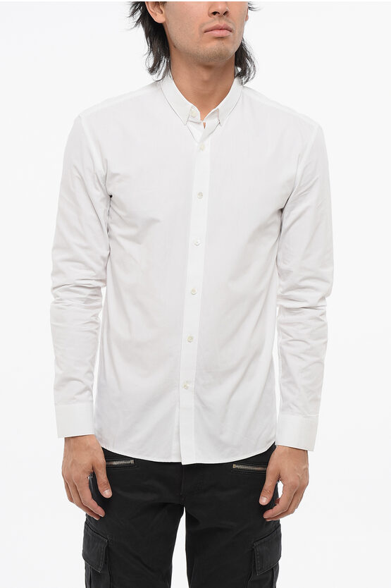 Balmain Cotton Poplin Shirt With Embroidery On The Breast Pocket In White