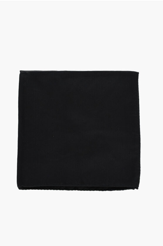 Corneliani Solid Color Pure Silk Pocket Square In Black