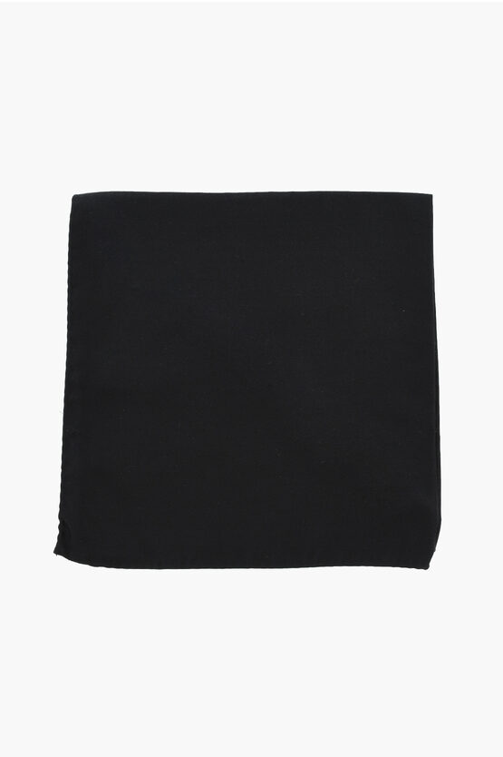 Corneliani Solid Color Pure Silk Pocket Square In Black