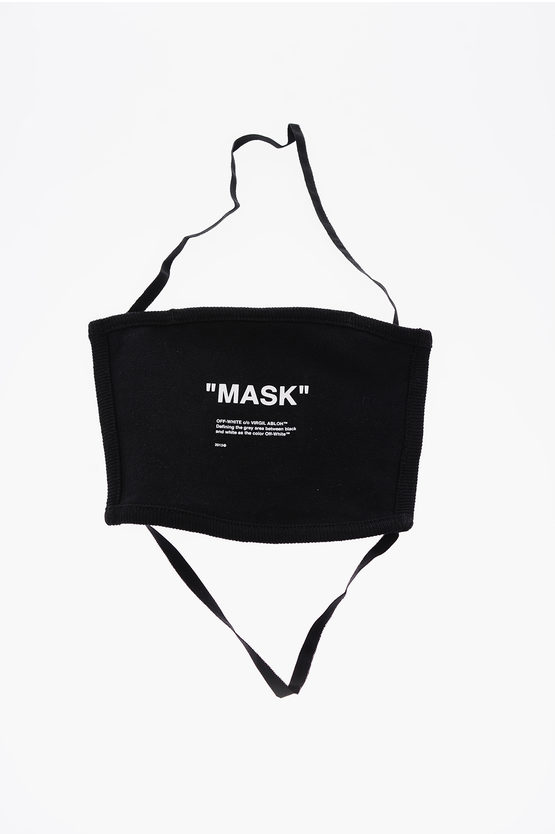 Off-white Solid Color Quote Face Mask With Print In Black