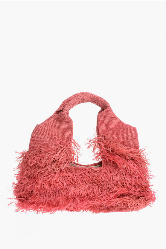 Made For A Woman Solid Colour Raffia Maxi Bag In Red