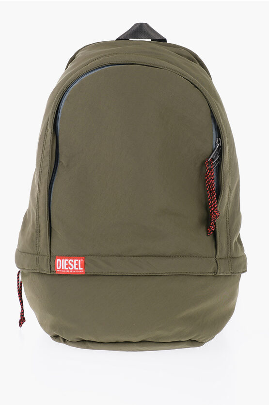 Diesel Solid Colour Rave Backpack With Contrasting Logo Patch In Green