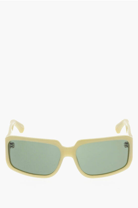 Shop Linda Farrow Solid Color Rectangular- Frame Sunglasses