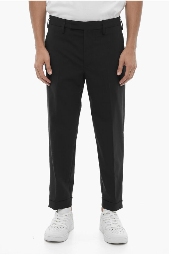 Neil Barrett Solid Color Regular Waist Pants With Adjustable Ankle In Black