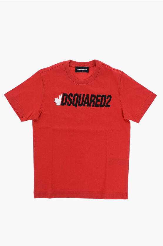 Dsquared2 Solid Colour Relax T-shirt With Contrasting Logo In Red