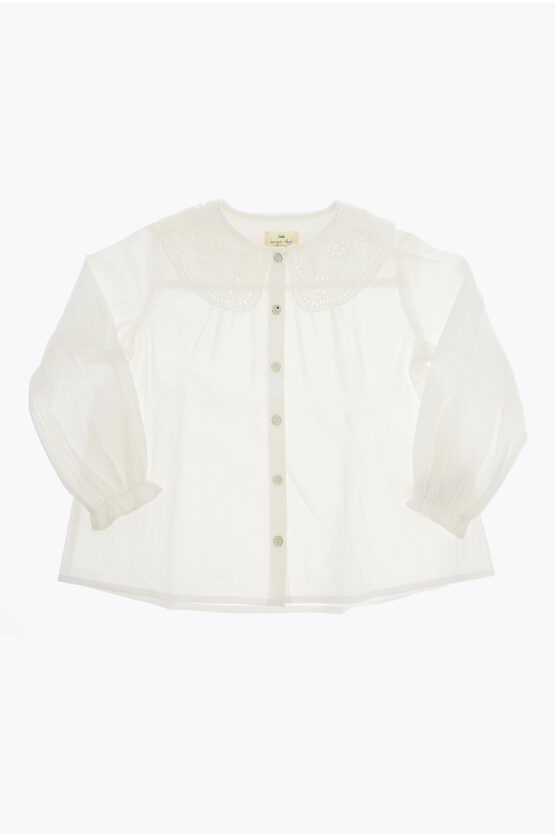 Shop Konges Slojd Solid Color Rilo Shirt With Sangallo Collar