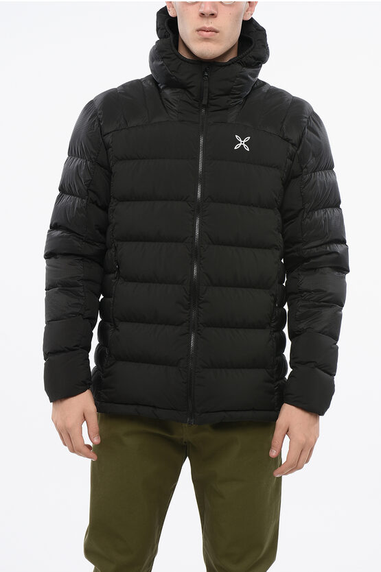Montura Solid Color Rip Stop Checked Quilted Down Jacket In Black