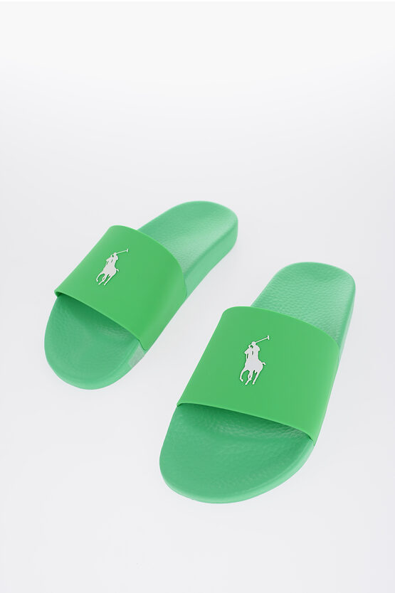 Shop Polo Ralph Lauren Solid Color Rubber Slides With Monogram