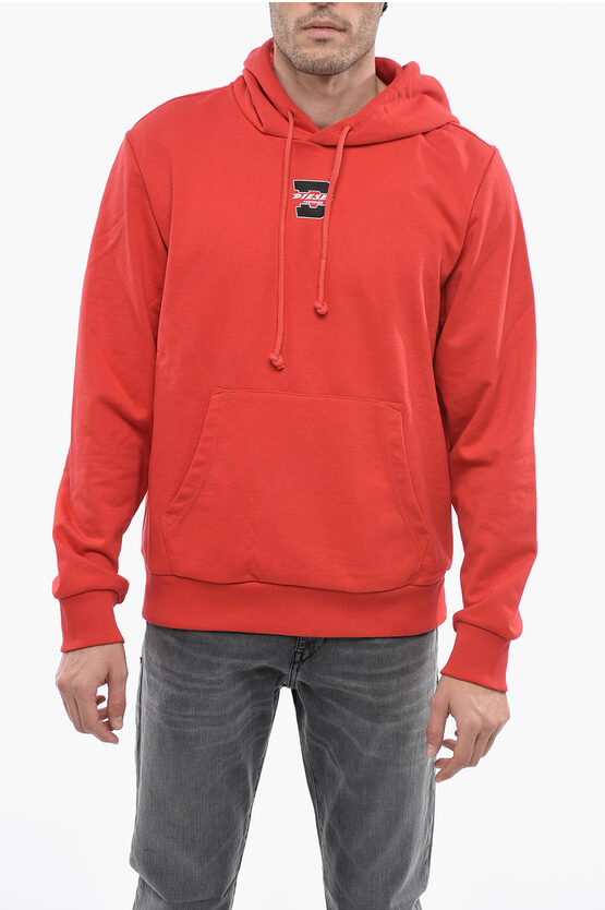 Diesel Solid Colour S-ginn-hood-k33 Hoodie With Patch Pocket In Red