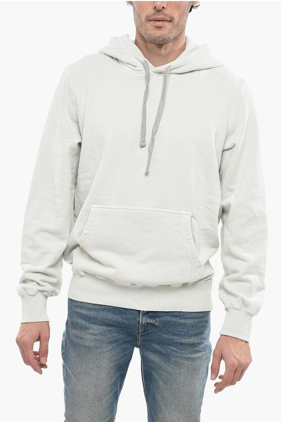 Diesel Solid Color S-girk-hood-b6 Hoodie With Front Embroidery In White