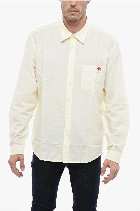 Diesel Solid Color S-umbe Shirt With Breast Pocket In White