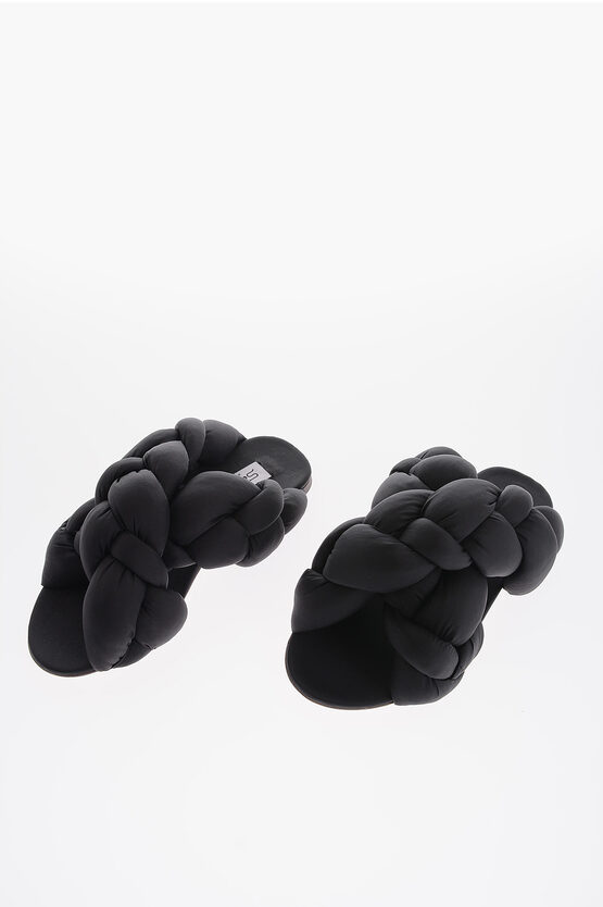 Sebastian Solid Colour Sandals With Nylon Braided Upper In Black