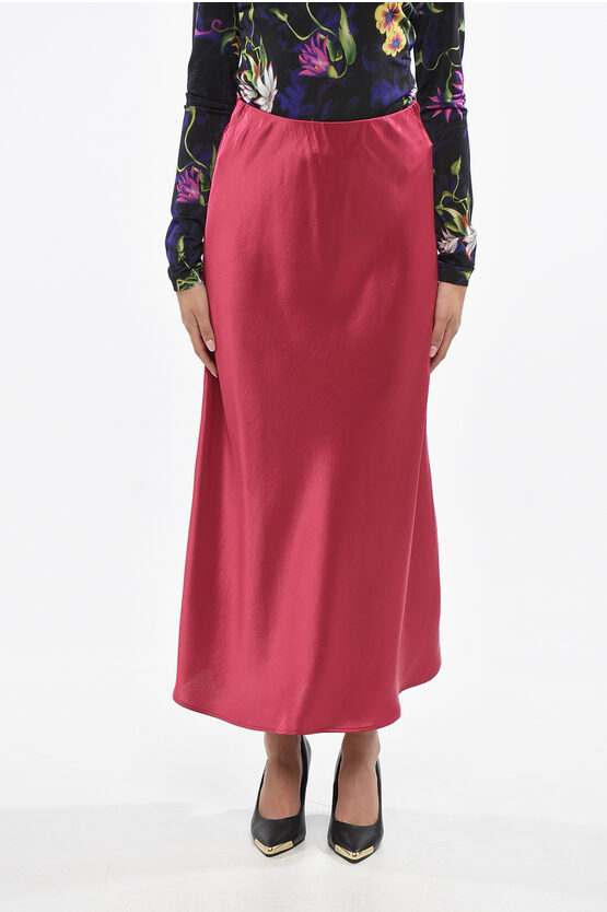By Malene Birger Solid Color Satin Boshan Maxi Skirt In Pink