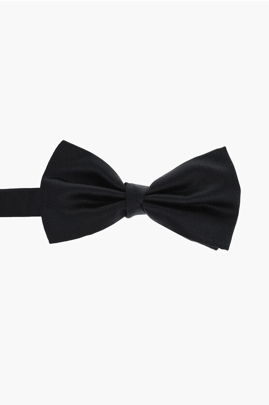Corneliani Solid Color Satin Bow Tie In Black