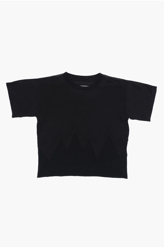 Maison Margiela Solid Color Satin Crew-neck T-shirt In Black
